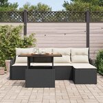 vidaXL Ensemble de canapé de jardin avec coussin 6 Pièces Noir et crème