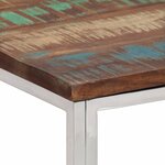vidaXL Table basse argenté acier inoxydable/bois massif récupération