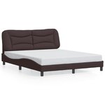 vidaXL Cadre de lit avec lumières LED marron foncé 160x200 cm tissu