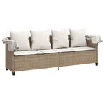 vidaXL Chaise longue avec auvent et coussins beige résine tressée