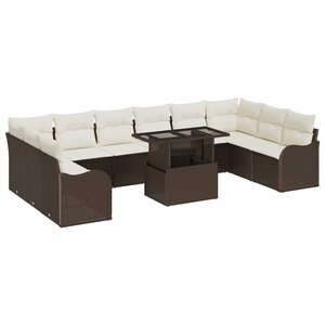 vidaXL Ensemble de canapé de jardin 11 Pièces Marron 100 x 55 x 73 cm