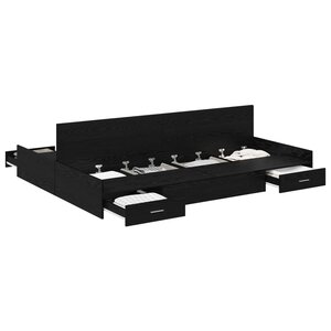 vidaXL Cadre de lit avec rangement avec tiroir Chêne noir 140 x 200 cm