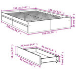 vidaXL Cadre de lit et tiroirs sonoma gris 135x190 cm bois ingénierie