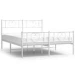 vidaXL Cadre de lit métal avec tête de lit/pied de lit blanc 135x190cm