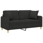 vidaXL Canapé 2 places avec oreillers décoratifs noir 140 cm tissu
