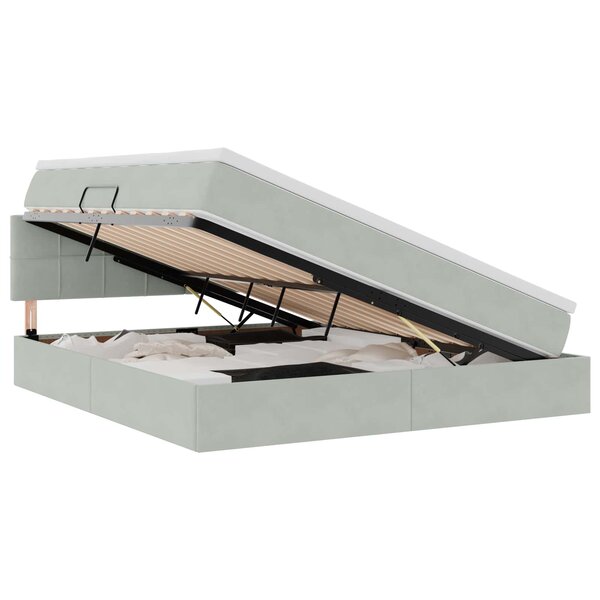 vidaXL Lit de Rangement Gris clair 180 x 200 cm Velours