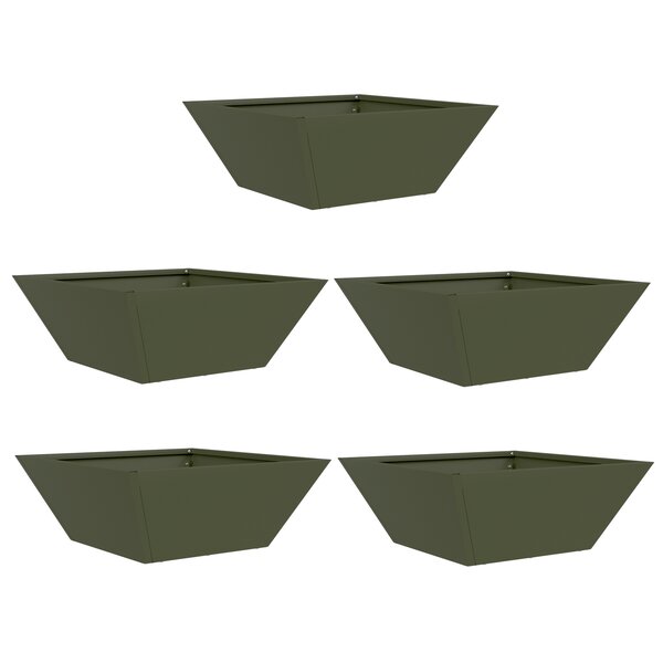 vidaXL Jardinières en acier vert olive   5 pièces  40x40x15 cm