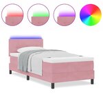 vidaXL Lit au ressort avec matelas et LED Rose 80x200 cm Velours