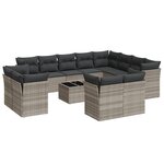 vidaXL Salon de jardin avec coussins 13 Pièces gris clair résine tressée
