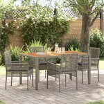 vidaXL Ensemble de salle à manger de jardin 5 pièces avec coussins gris en poly rotin