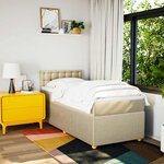 vidaXL Sommier à lattes de lit avec matelas Crème 100x200 cm Tissu