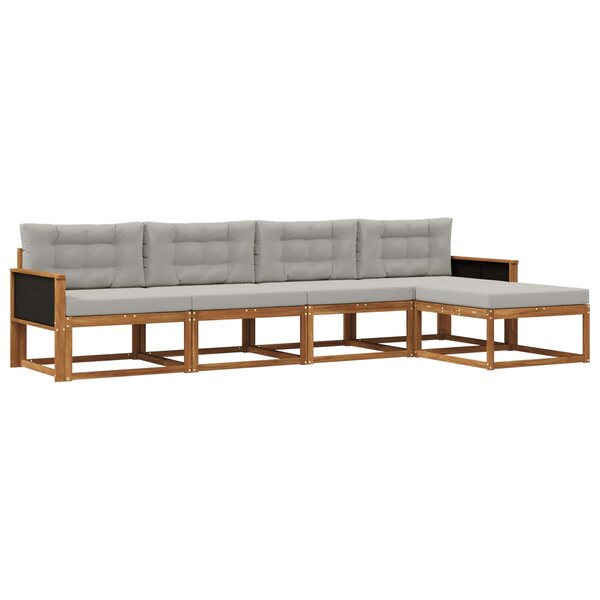 vidaXL Ensemble de canapés d'extérieur 5 pc Naturel et Gris clair