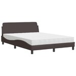 vidaXL Lit avec matelas marron foncé 140x200 cm tissu