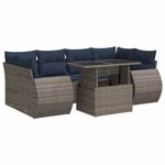 vidaXL Salon de jardin avec coussins 7 Pièces gris résine tressée acacia
