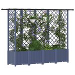 vidaXL Lit Élevé avec Treillis et Toit Gris 202 x 40 x 136 cm PP