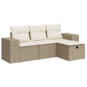 vidaXL Salon de jardin avec coussins 4 Pièces beige résine tressée