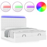 vidaXL Cadre de lit ottoman et matelas blanc pur 200x200cm similicuir