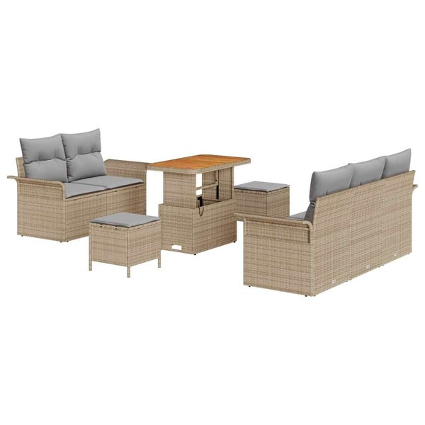 vidaXL Ensemble de canapé de jardin 8 Pièces Beige  Gris clair