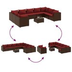 vidaXL Salon de jardin 10 Pièces avec coussins marron résine tressée