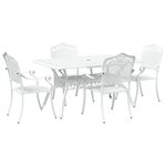 vidaXL Ensemble de salle à manger de jardin 5 pièces en aluminium coulé blanc