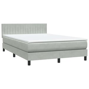 vidaXL Sommier à lattes de lit et matelas gris clair 160x220cm velours