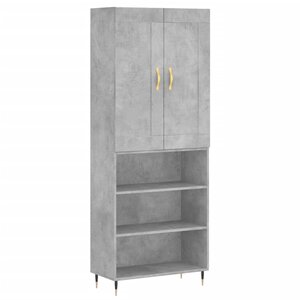 vidaXL Buffet haut Gris béton 69 5x34x180 cm Bois d'ingénierie
