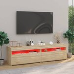 vidaXL Meubles TV 2 Pièces avec lumières LED Chêne sonoma 75x35x40 cm