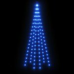 vidaXL Sapin de Noël sur mât de drapeau 108 LED Bleues 180 cm