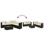 vidaXL Salon de jardin 6 Pièces avec coussins noir résine tressée