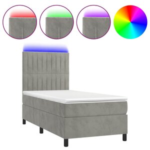 vidaXL Sommier à lattes de lit matelas LED Gris clair 80x200cm Velours