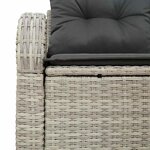 vidaXL Sofa de jardin 2 places gris clair en poly rotin avec coussins