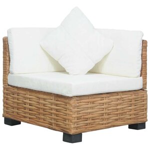 vidaXL Canapé d'angle avec coussins Rotin naturel