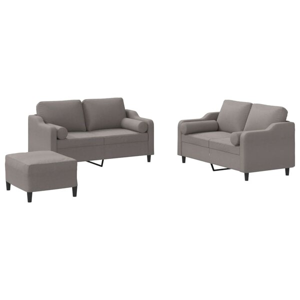 vidaXL Ensemble de canapés 3 Pièces avec coussins taupe tissu