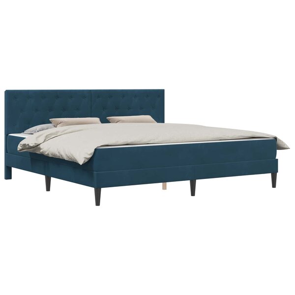 vidaXL Cadre de lit avec matelas Bleu 200 x 200 cm Velours