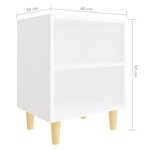 vidaXL Table de chevet avec pieds en bois massif Blanc 40x30x50 cm