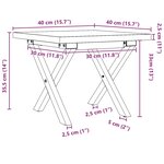 vidaXL Table basse cadre en X 40x40x35 5cm bois de pin massif et fonte