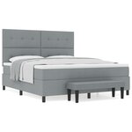 vidaXL Lit avec Sommier et Banc Gris Clair 180x200 cm Tissu