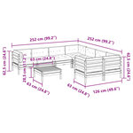vidaXL Salon de jardin 9 Pièces avec coussins marron cire bois pin massif