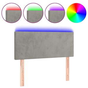 vidaXL Tête de lit à LED Gris clair 90x5x78/88 cm Velours
