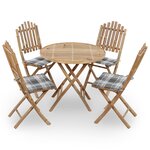 vidaXL Mobilier à dîner d'extérieur pliable 5 Pièces avec coussins Bambou