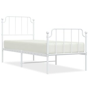 vidaXL Cadre de lit métal sans matelas avec pied de lit blanc 75x190cm