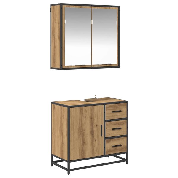 vidaXL Ensemble de mobilier de salle de bain 2 Pièces Chêne artisanal