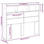 vidaXL Tête de lit Chêne noir 120 x 17 x 102 cm Bois d'ingénierie