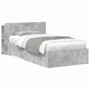 vidaXL Cadre de lit avec rangement Gris béton 75 x 190 cm