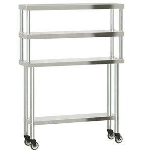vidaXL Table de travail de cuisine avec étagère 110x30x150 cm inox