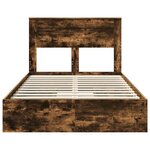 vidaXL Lit de Rangement Chêne fumé 120 x 190 cm Bois d'ingénierie