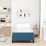 vidaXL Lit à ressorts avec matelas Bleu foncé 100 x 220 cm tissu