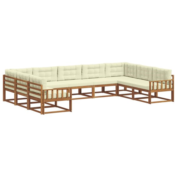 vidaXL Ensemble de canapés d'extérieur 9 pc Naturel et Crème