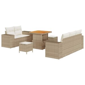 vidaXL Ensemble de canapé de jardin 8 Pièces Beige polyrotin