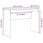 vidaXL Bureau d'écriture Beton gris Panneau de particules 100 x 40 x 76 cm